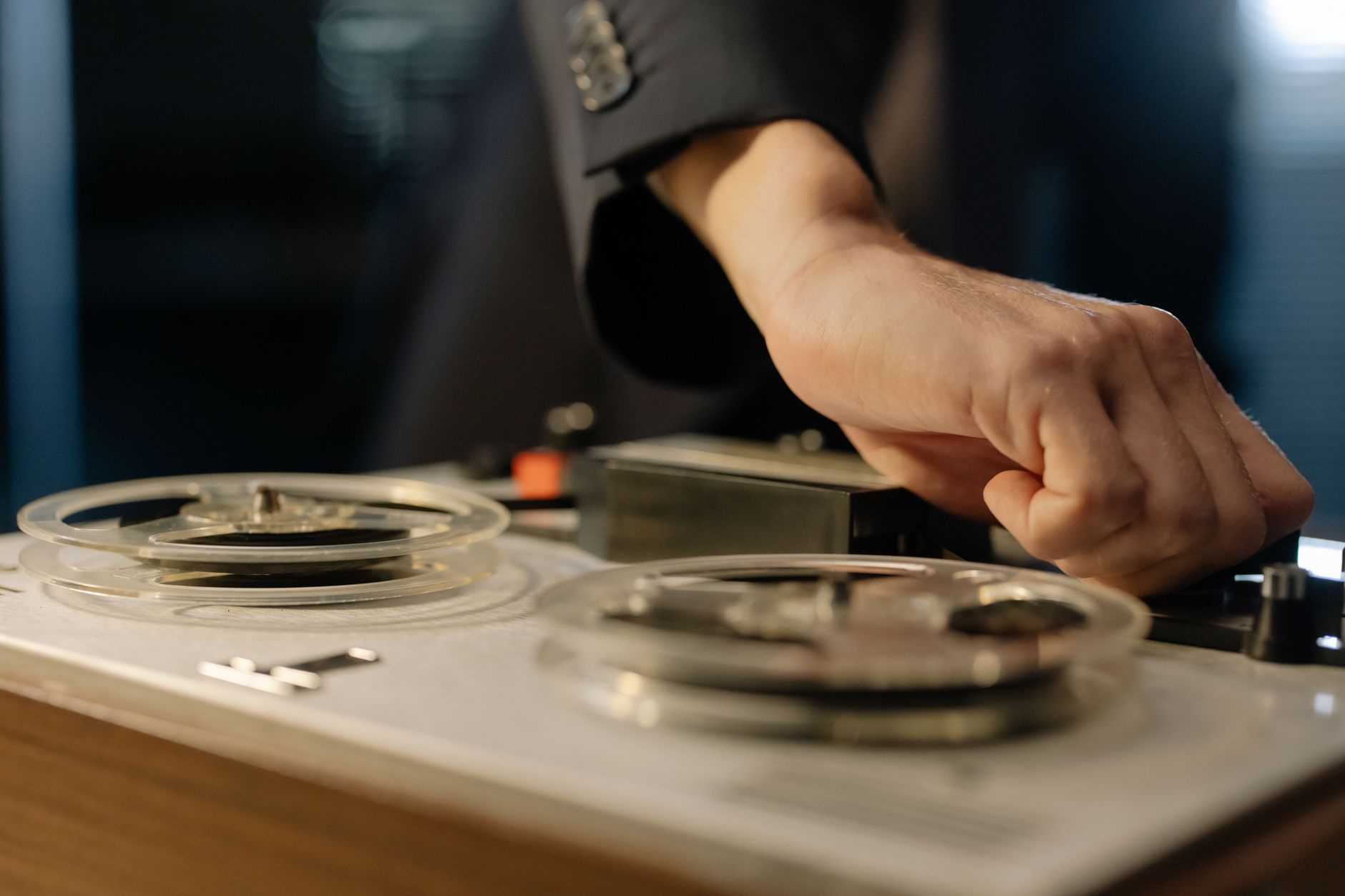 Hands Operating Reel To Reel